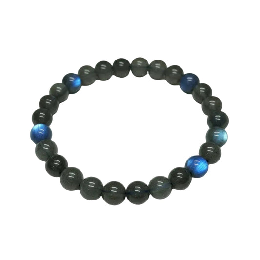 10mm Strong Blue Flash Labradorite Bracelet | Natural Throat Chakra Healing Crystal Jewelry