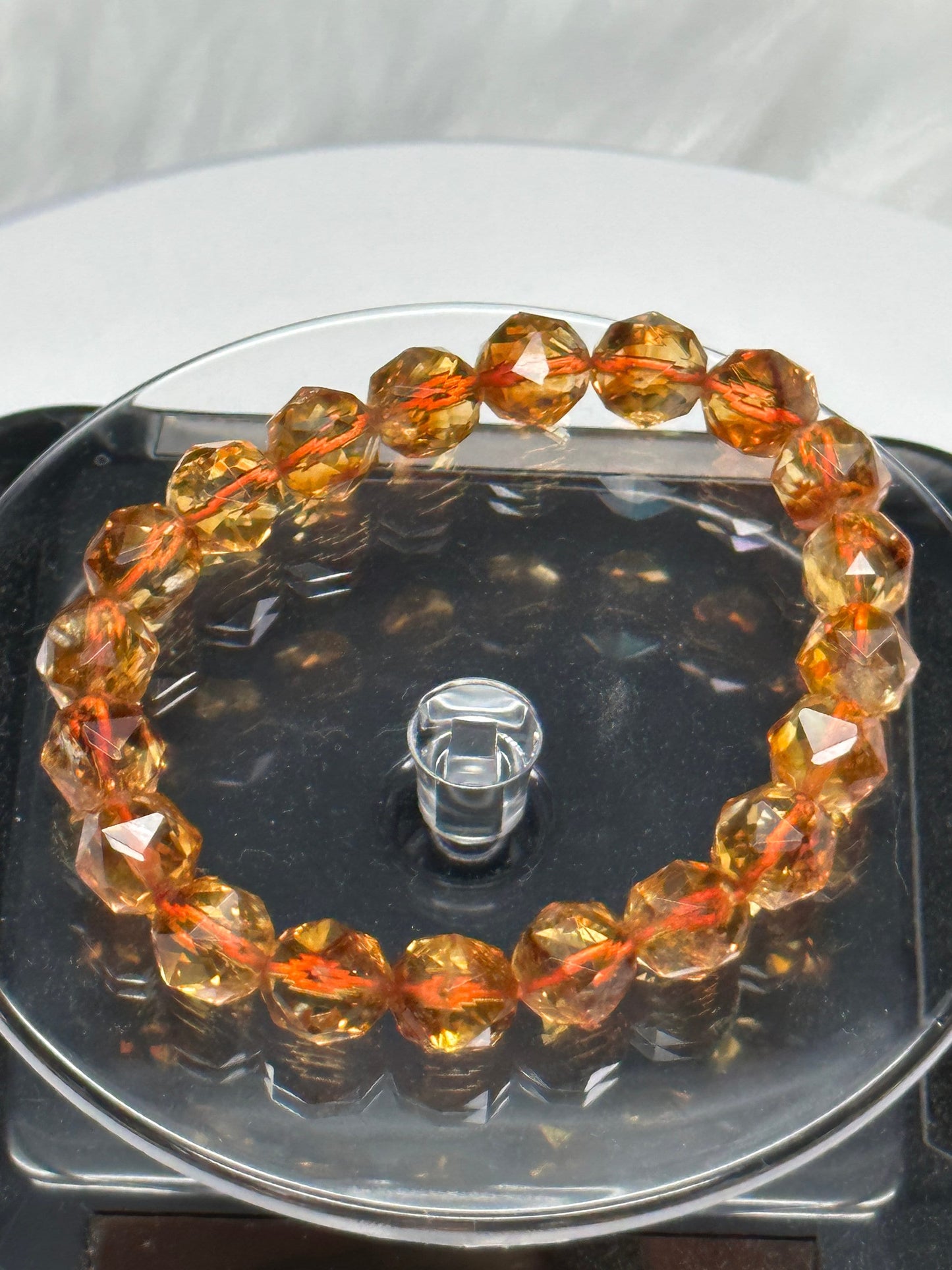 10mm Faceted Natural Citrine Bracelet, Citrine Crystal Bracelet