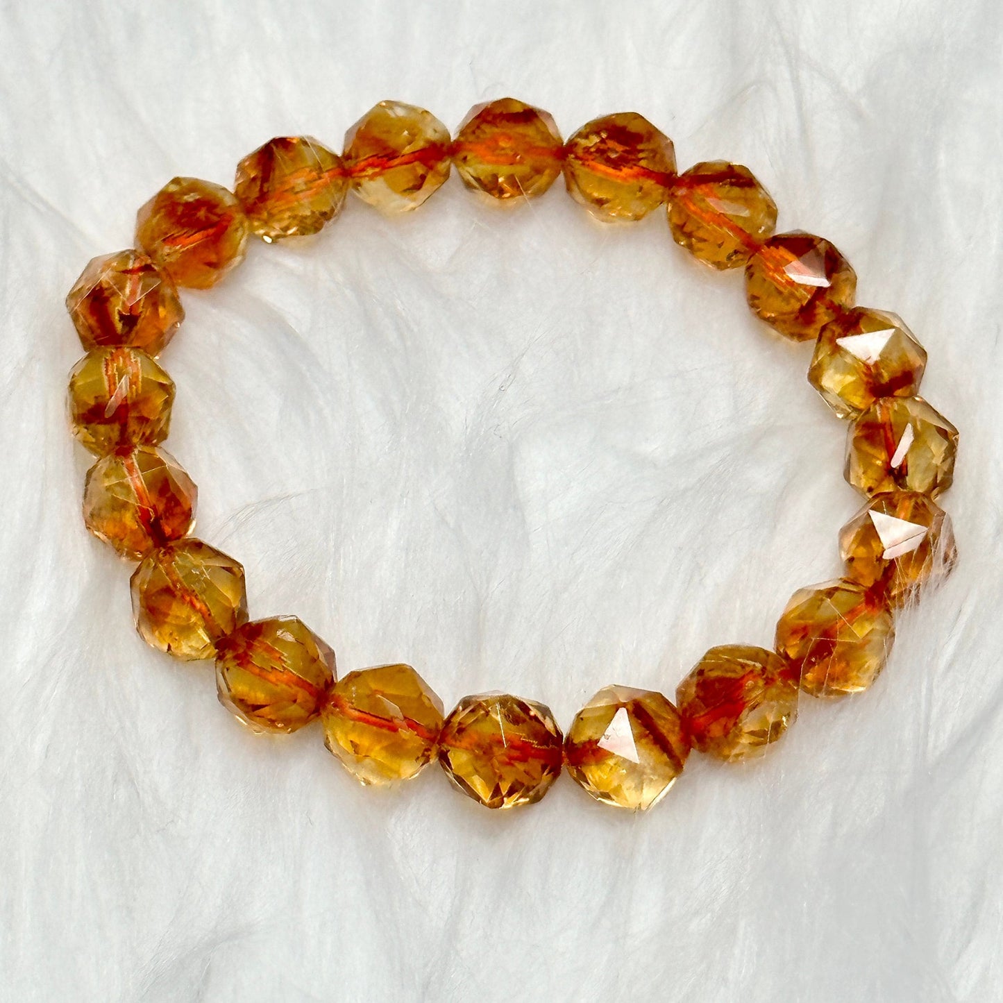 10mm Faceted Natural Citrine Bracelet, Citrine Crystal Bracelet