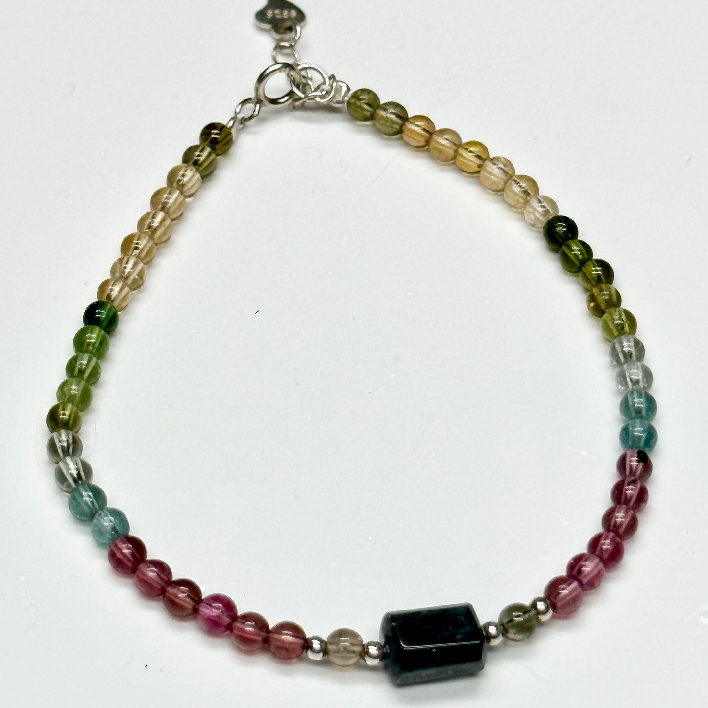 Rainbow Tourmaline Bracelet Green Tourmaline | 925 Sterling Silver Silver Adjustable Style