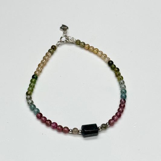 Rainbow Tourmaline Bracelet Green Tourmaline | 925 Sterling Silver Silver Adjustable Style