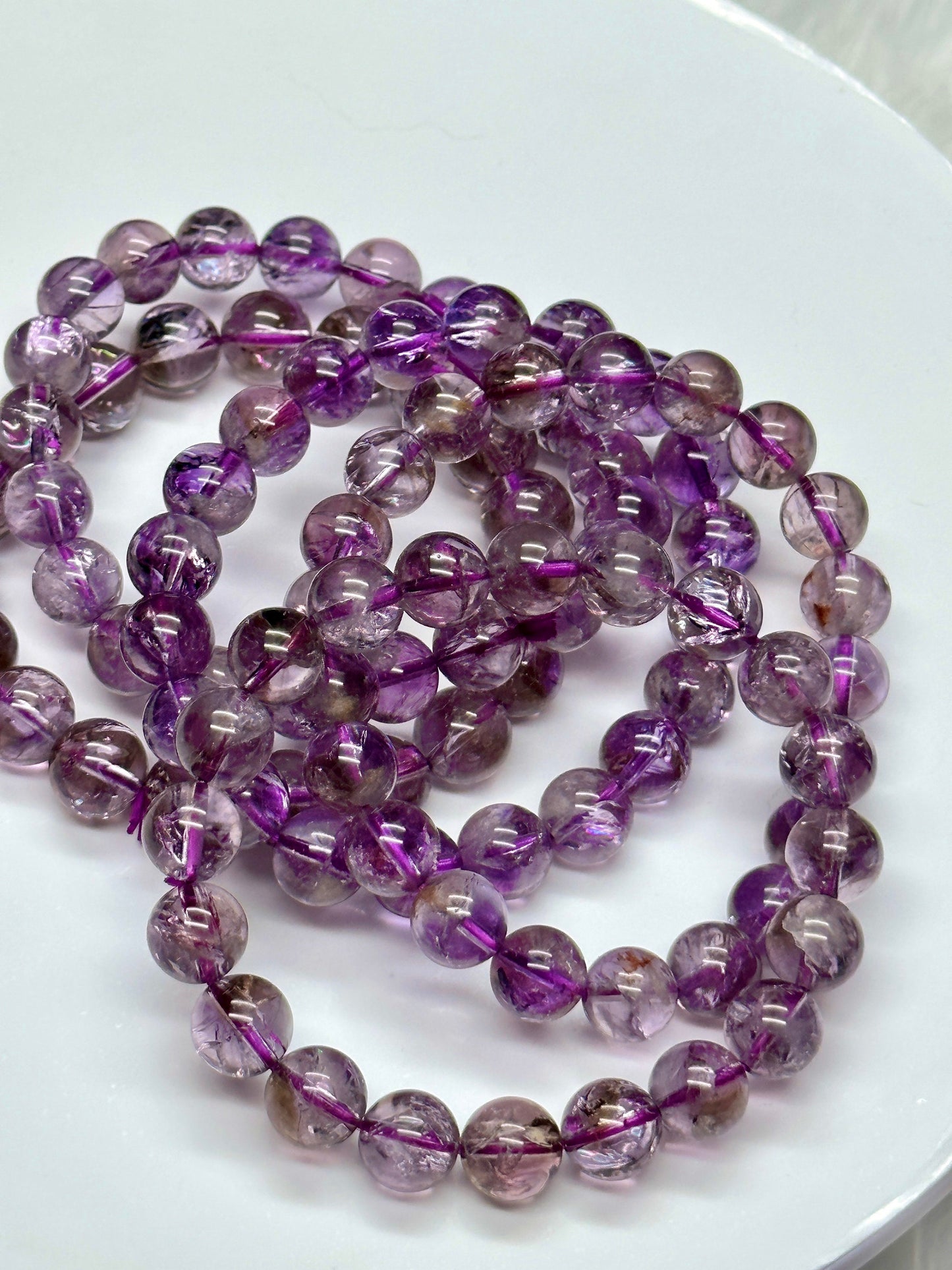 9mm Natural Amethyst Healing Crystal Bracelet from Brazil | Crown Third Eye