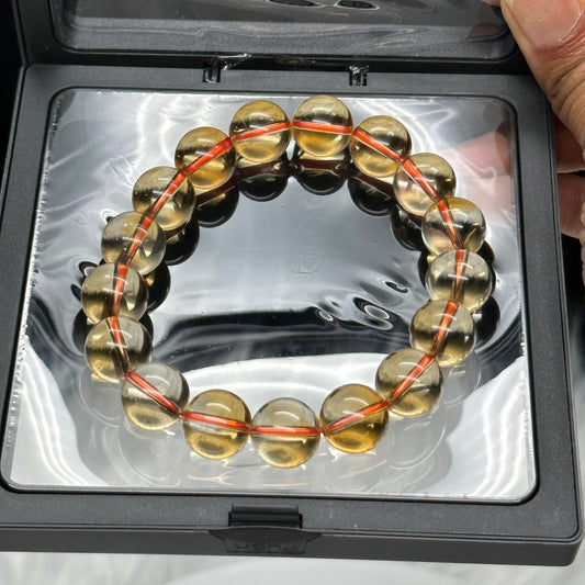 Large Beads Premium Select High Grade Brazilian Natural Citrine Crystal Bracelet | Attracting Wealth | Solar Plexus Chakra - 12mm