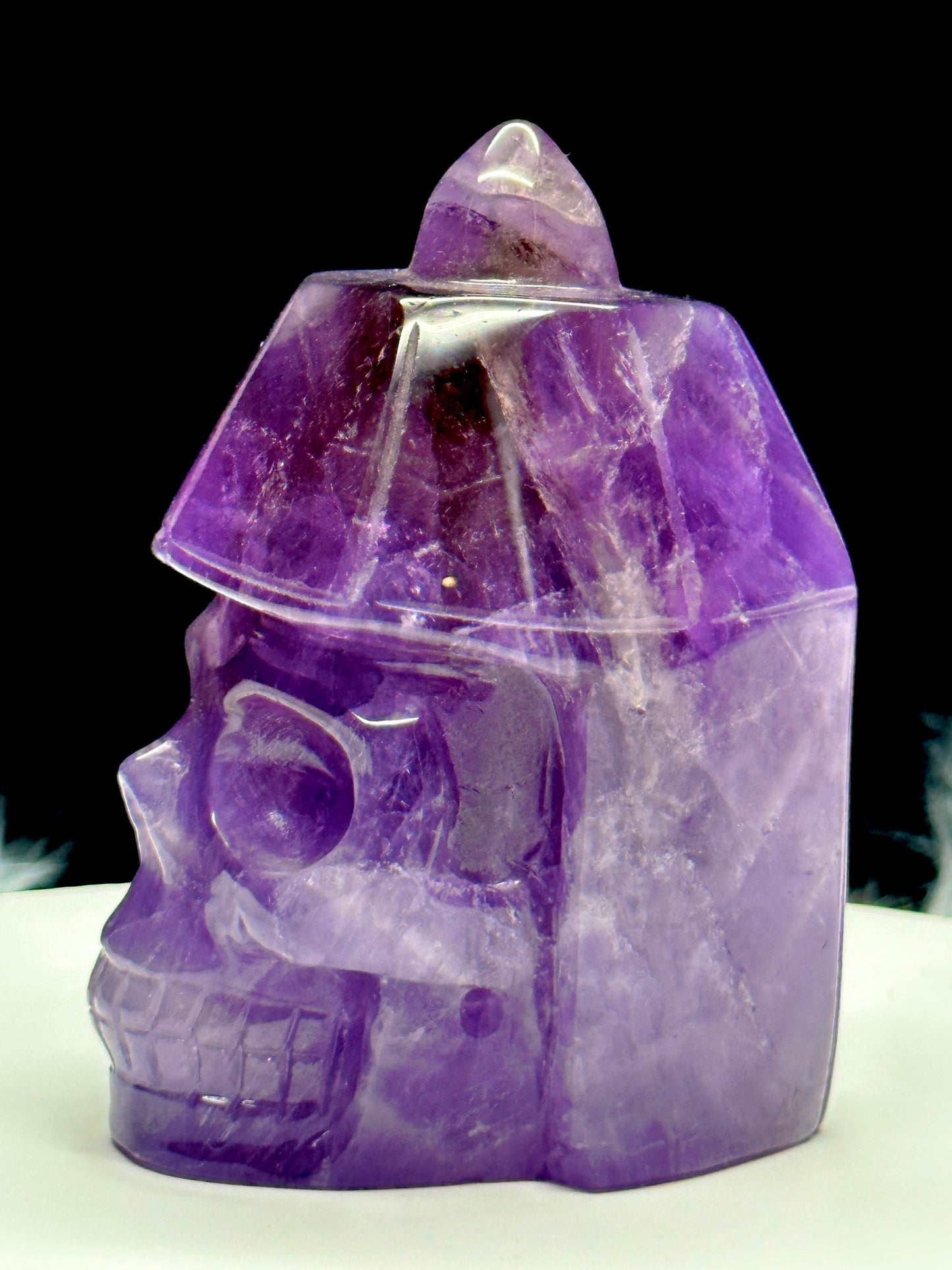 Unique Ametrine Crystal Skull, Ancient Warrior Skull - 3.9 inches height