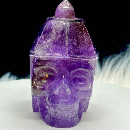 Unique Ametrine Crystal Skull, Ancient Warrior Skull - 3.9 inches height