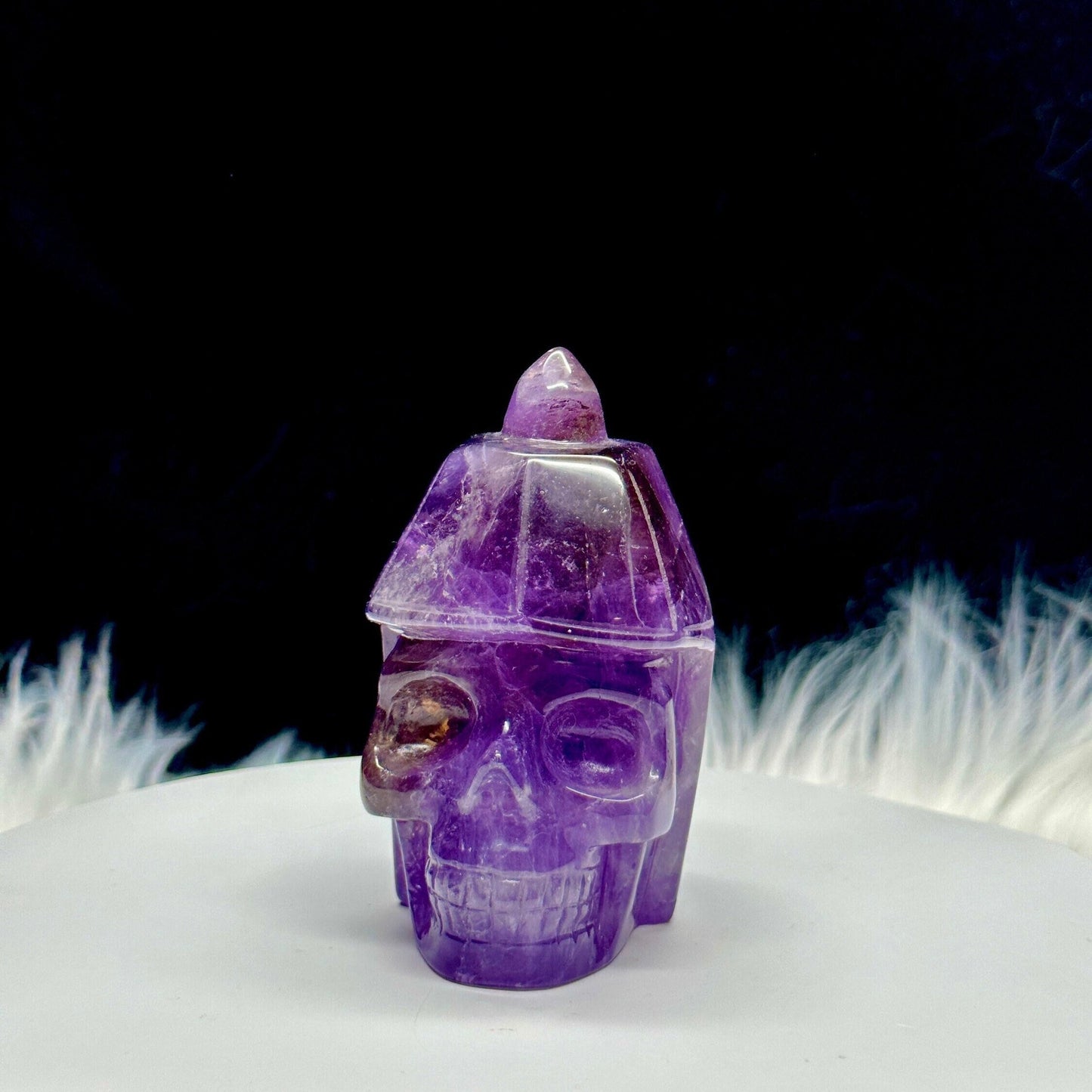 Unique Ametrine Crystal Skull, Ancient Warrior Skull - 3.9 inches height