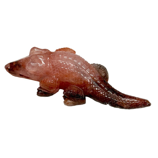 Fire Quartz Crystal Crocodile Carving, Crystal Carving, animal decor ,Home Decor, Gift Item