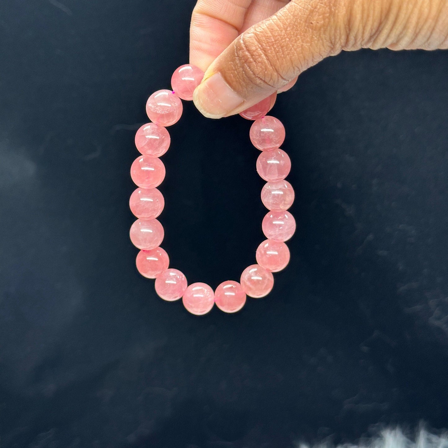 Natural Madagascar Rose Quartz  Bracelet 12mm| Heart Chakra Jewelry | Improve Your Love Life and Relationship