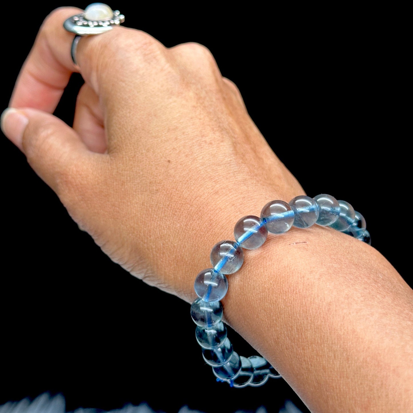 8mm Natural Blue Fluorite Crystal Bracelet