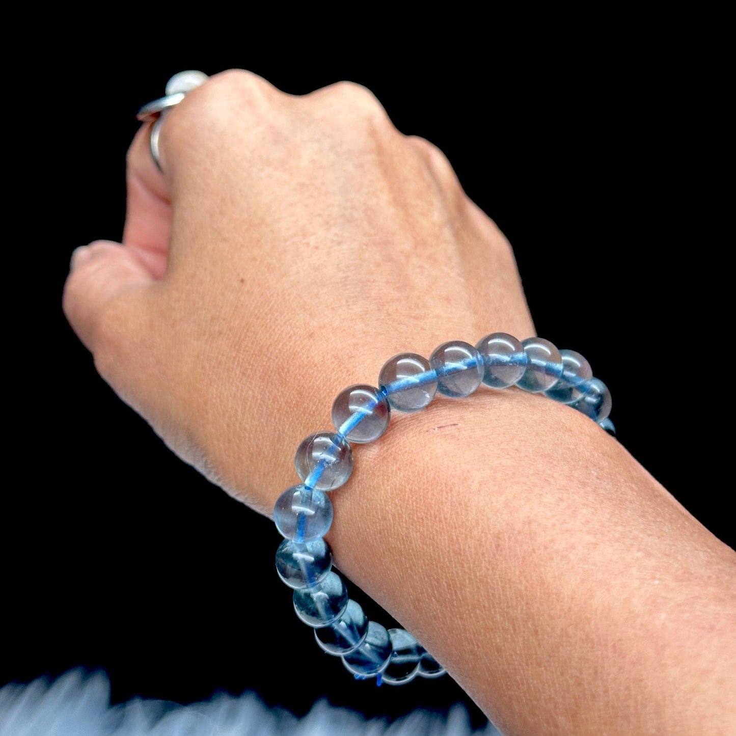 8mm Natural Blue Fluorite Crystal Bracelet