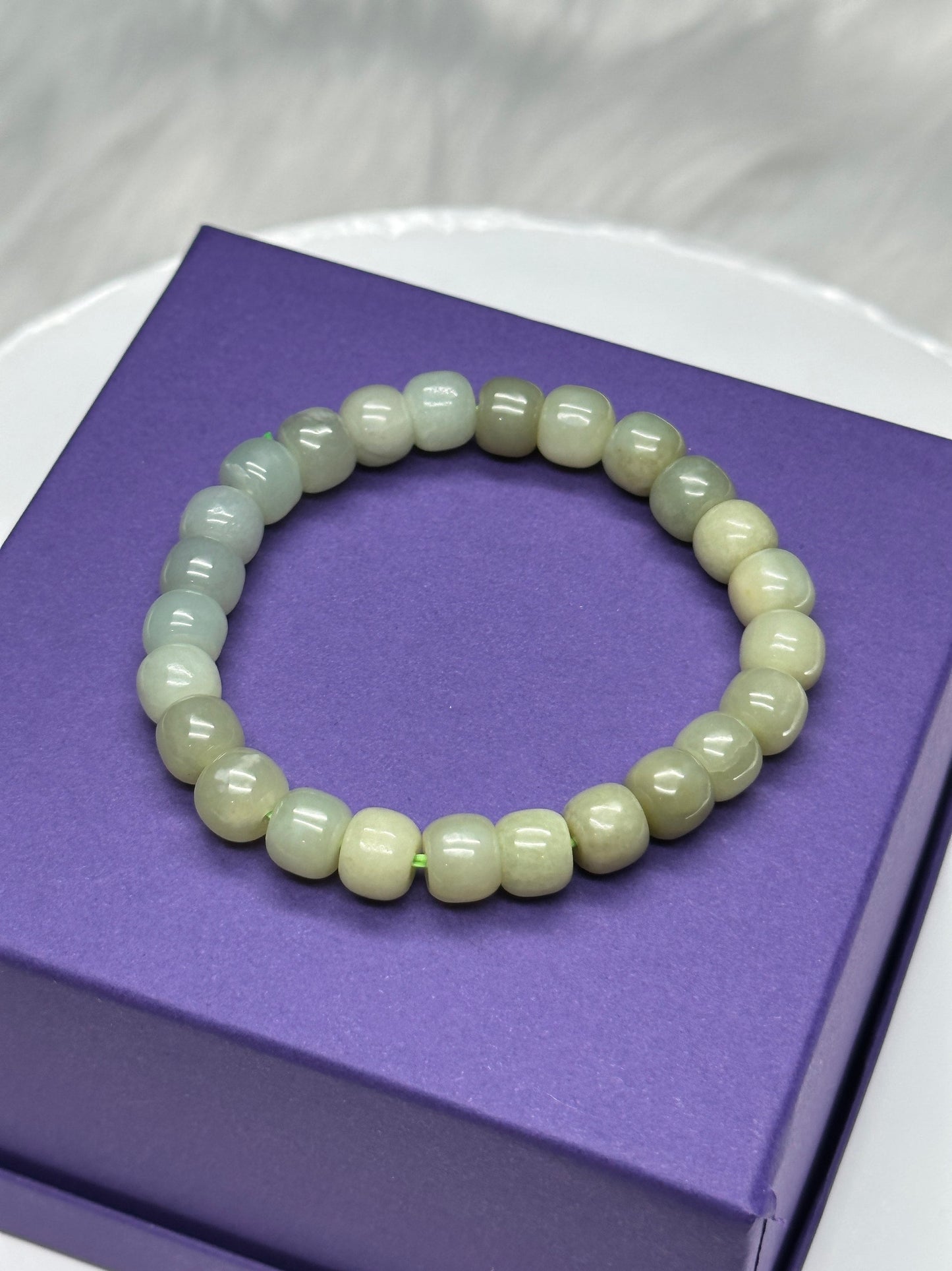 7mm Beautiful Light Green Nephrite Bracelet High-quality Hetian Jade | Natural Heart Chakra Healing Stone Jewelry