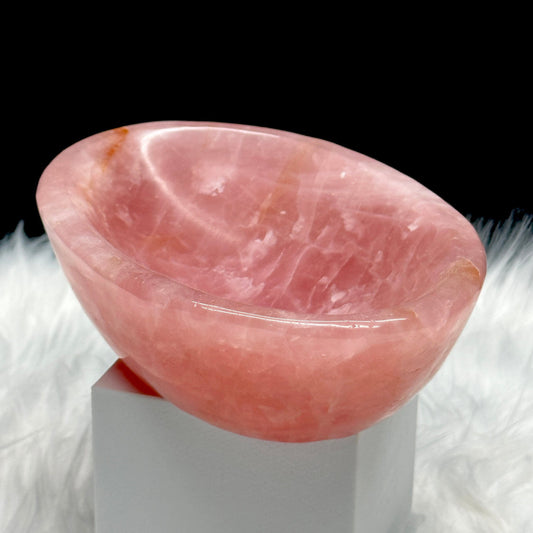 Gorgeous Hand Carved High Quality Large Rose Quartz Bowl