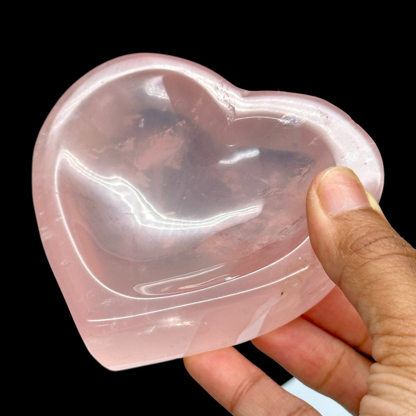 Super High Quality Rose Quartz Crystal Heart Bowl