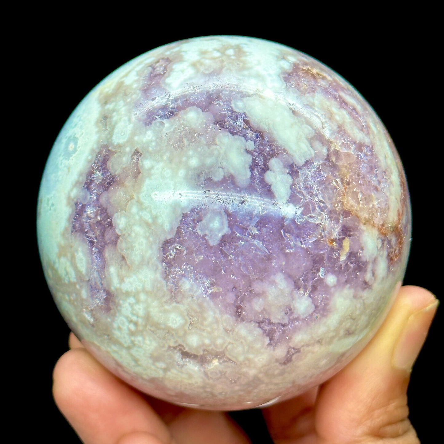 Large Amethyst Flower Agate Sphere, Crystal Sphere , Druzy Sphere , Amethyst Stone , Healing Energy, Spiritual Awakening - 70mm