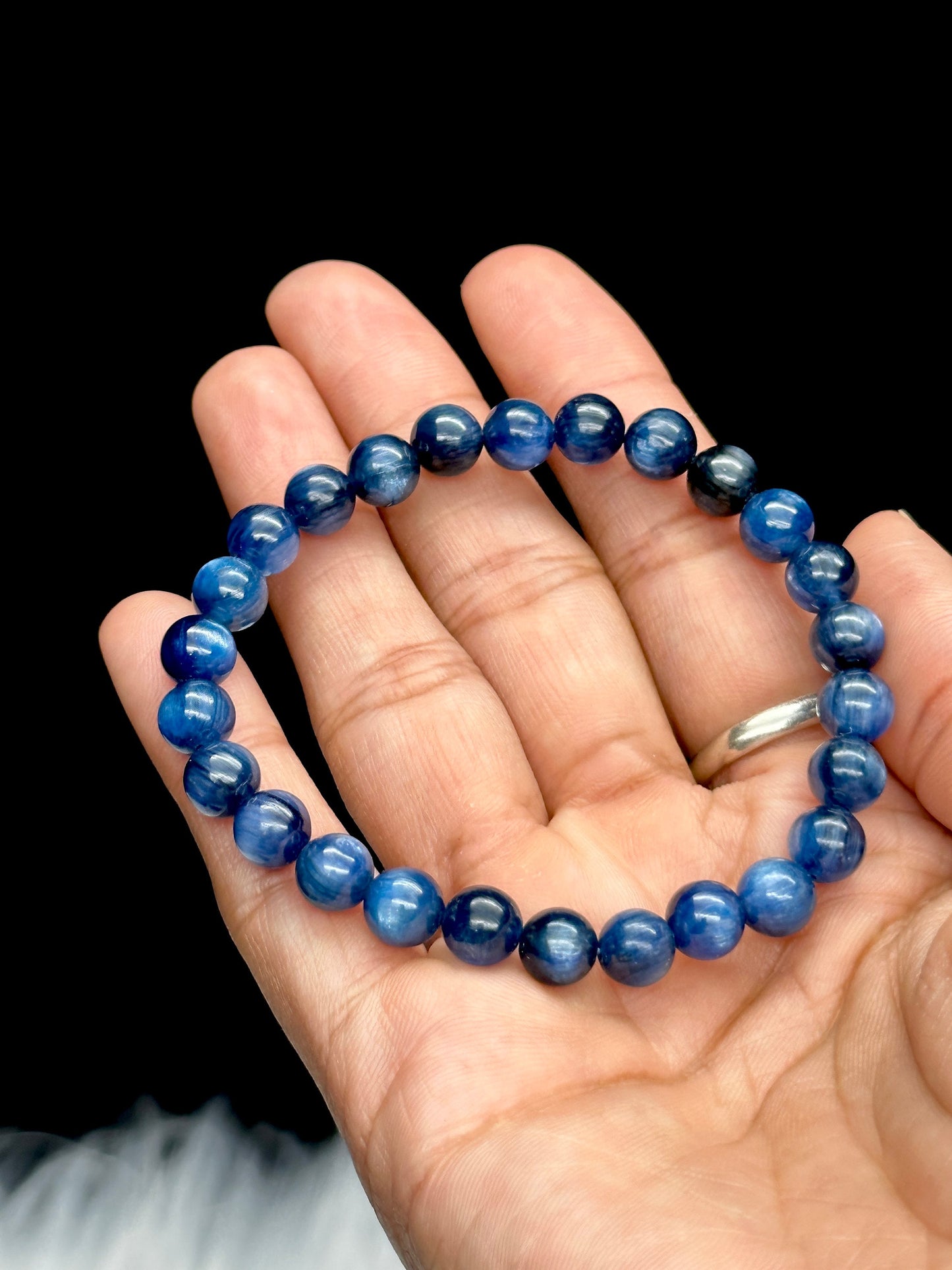 7mm Blue Kyanite Bracelet High-quality Natural Healing Crystal Throat Chakra Third Chakra