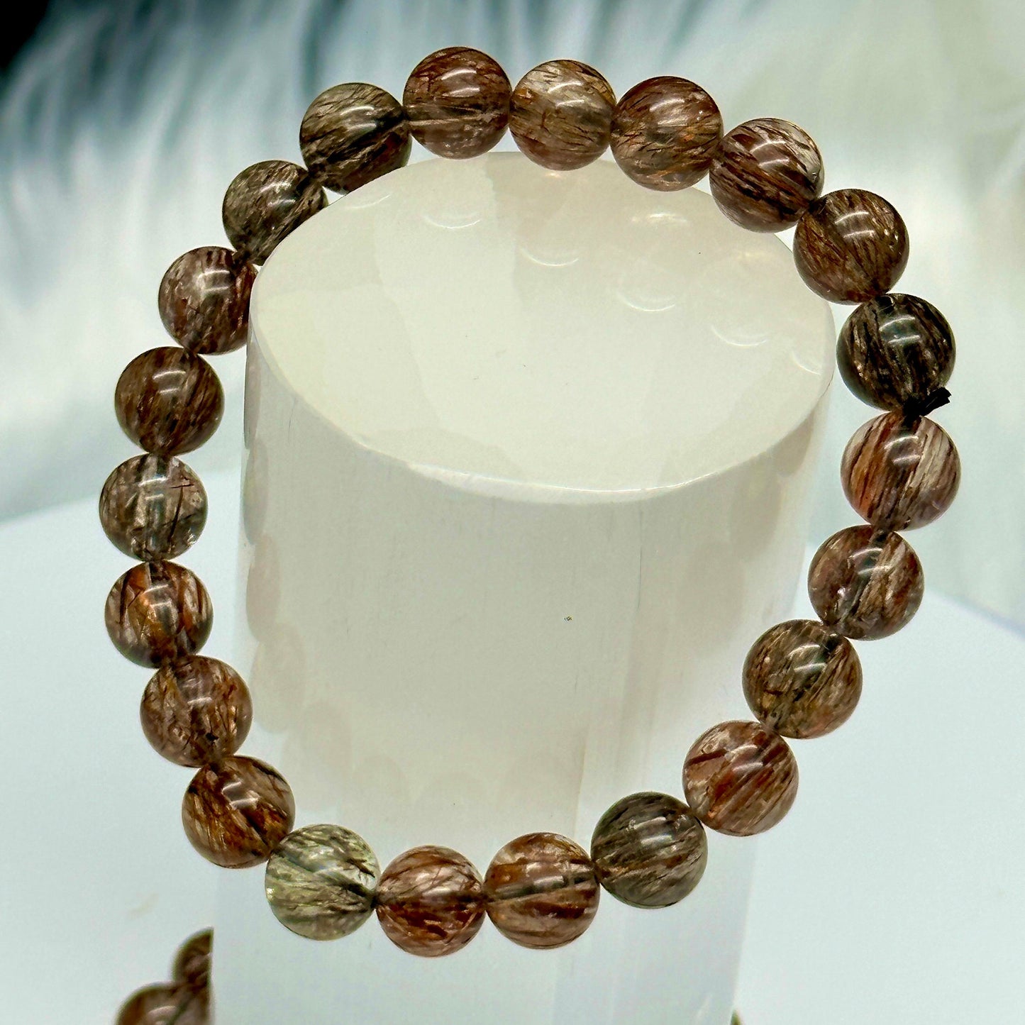 8mm Natural Copper Rutilated Quartz Healing Crystal Bracelet | Bringing Lucky and Wealth