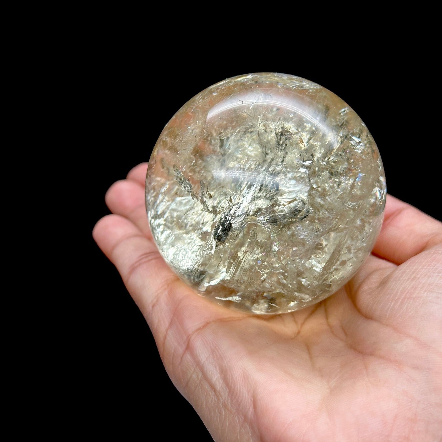 Grade AAA+ Citrine Sphere with Rainbows, Brazilian Citrine Crystal Sphere - 60mm