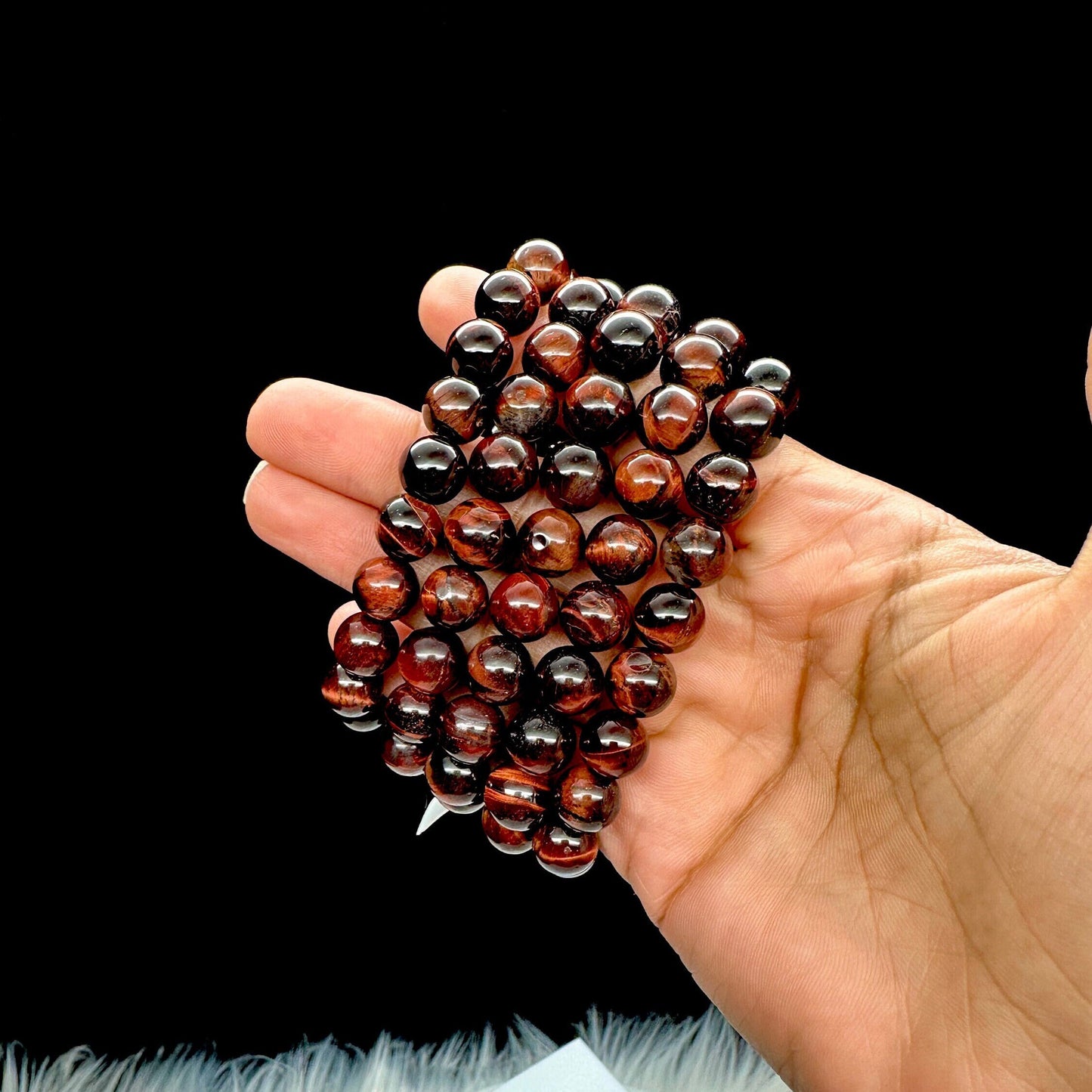 9mm Red Tiger Eye Bracelet, Red Tiger Eye Crystal Bracelet