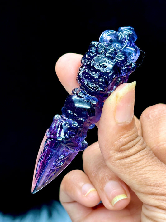 High Quality Fluorite Phurba Wand Channel to your Higher Self Buddhist Gem