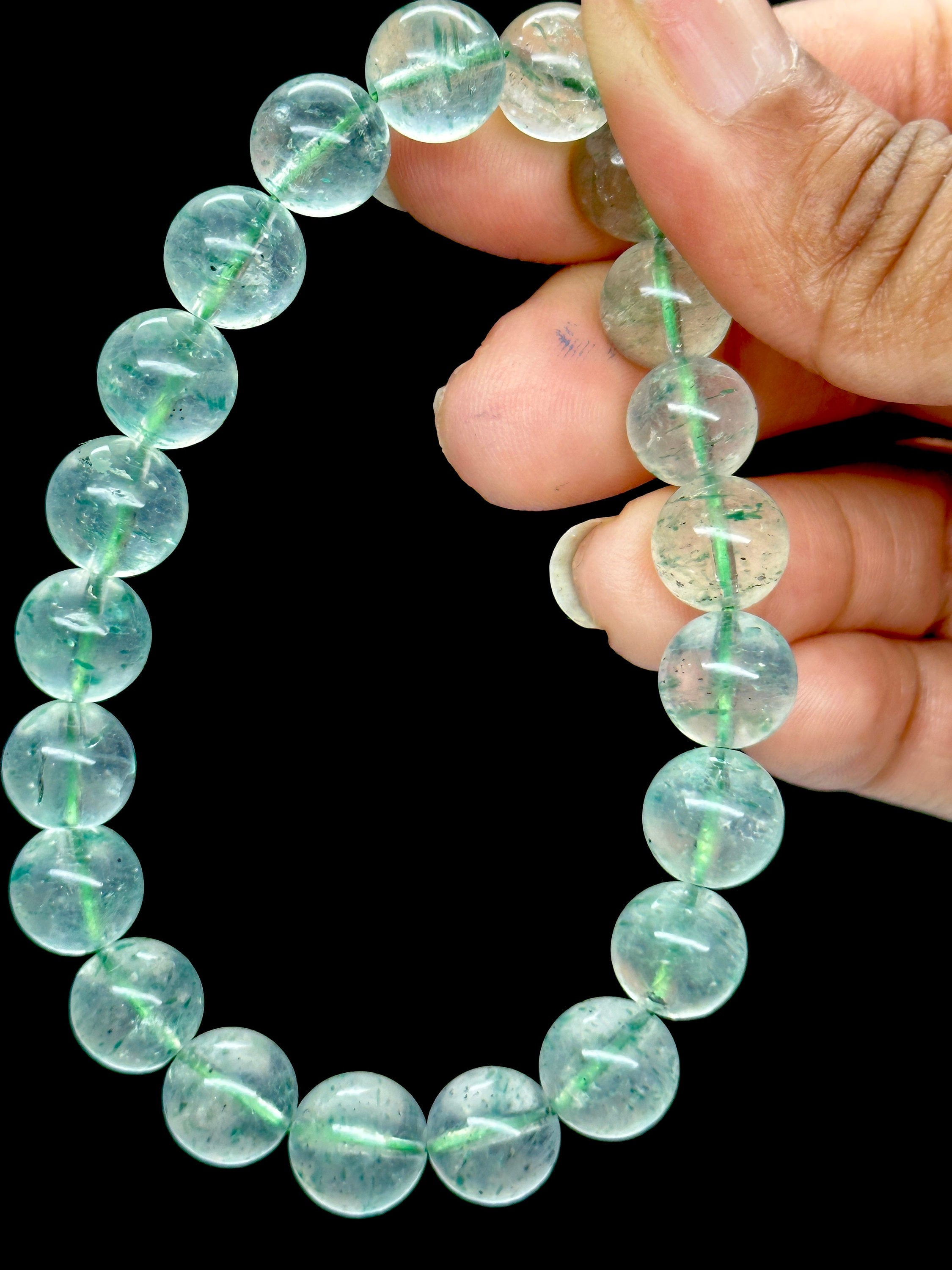8mm Natural Green Mica Quartz Crystal Beads Bracelet – NirViv