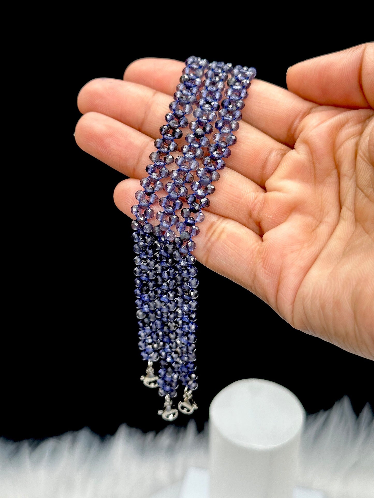 High Quality Iolite Bracelet in Sterling Silver, Crystal Bracelet,