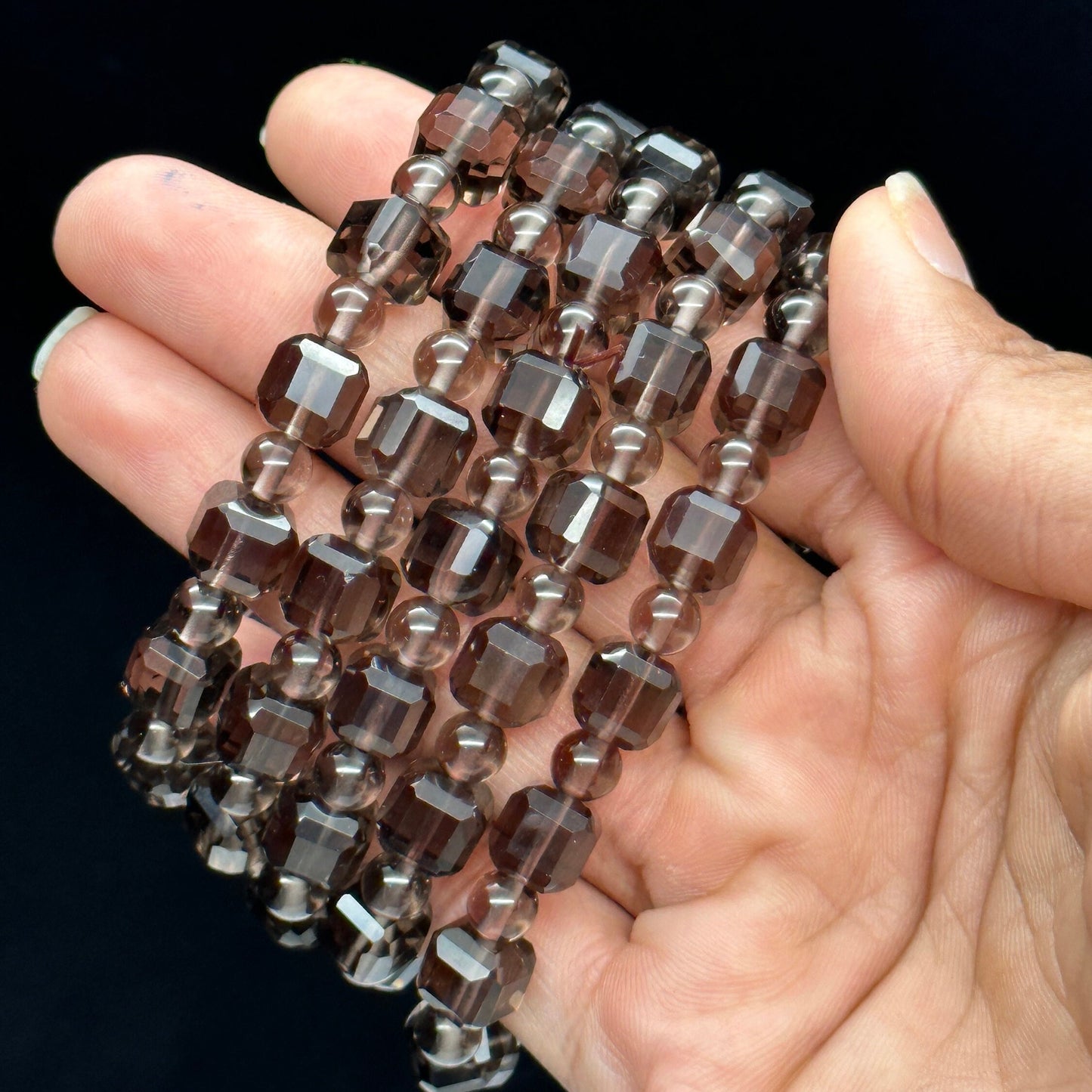 Beautiful Smoky Quartz Bracelets with 9mm Square Beads