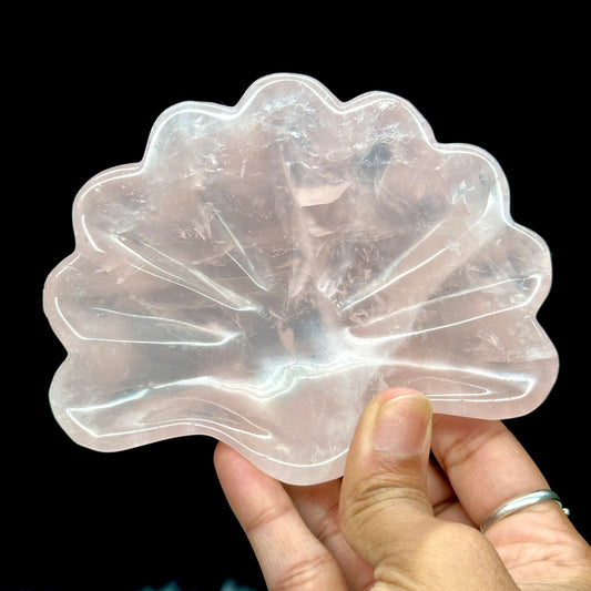 Beautiful sparkly pink Rose Quartz Shell Bowl, Crystal Bowl