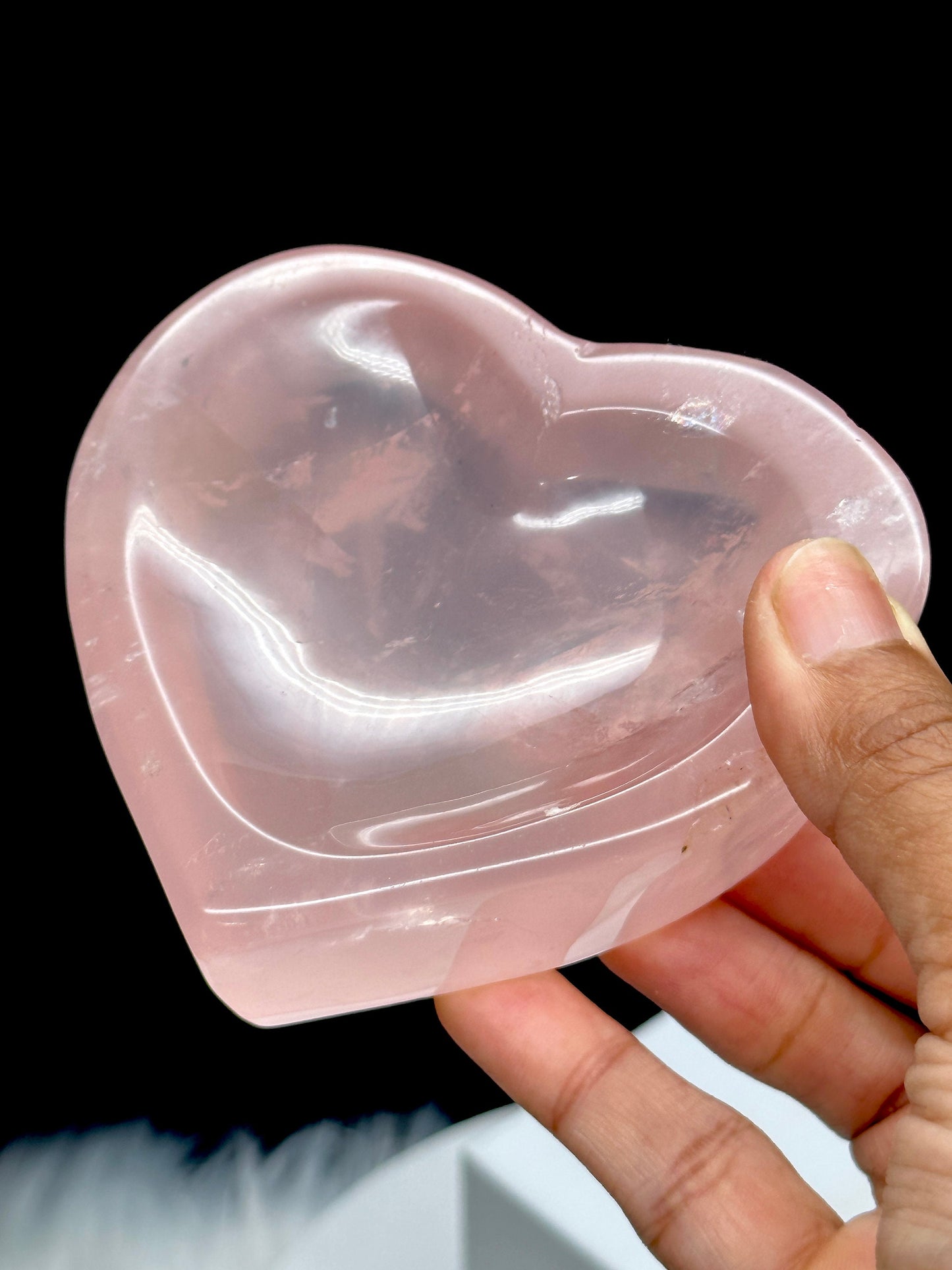 Super High Quality Rose Quartz Crystal Heart Bowl