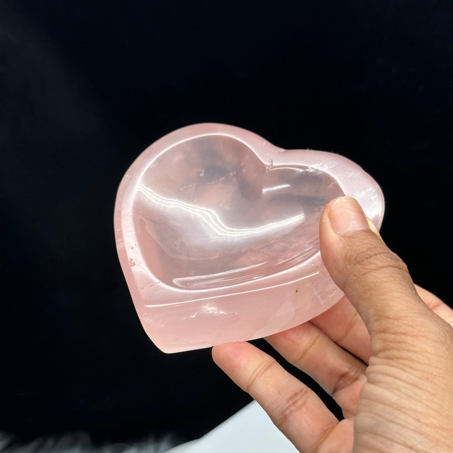 Super High Quality Rose Quartz Crystal Heart Bowl