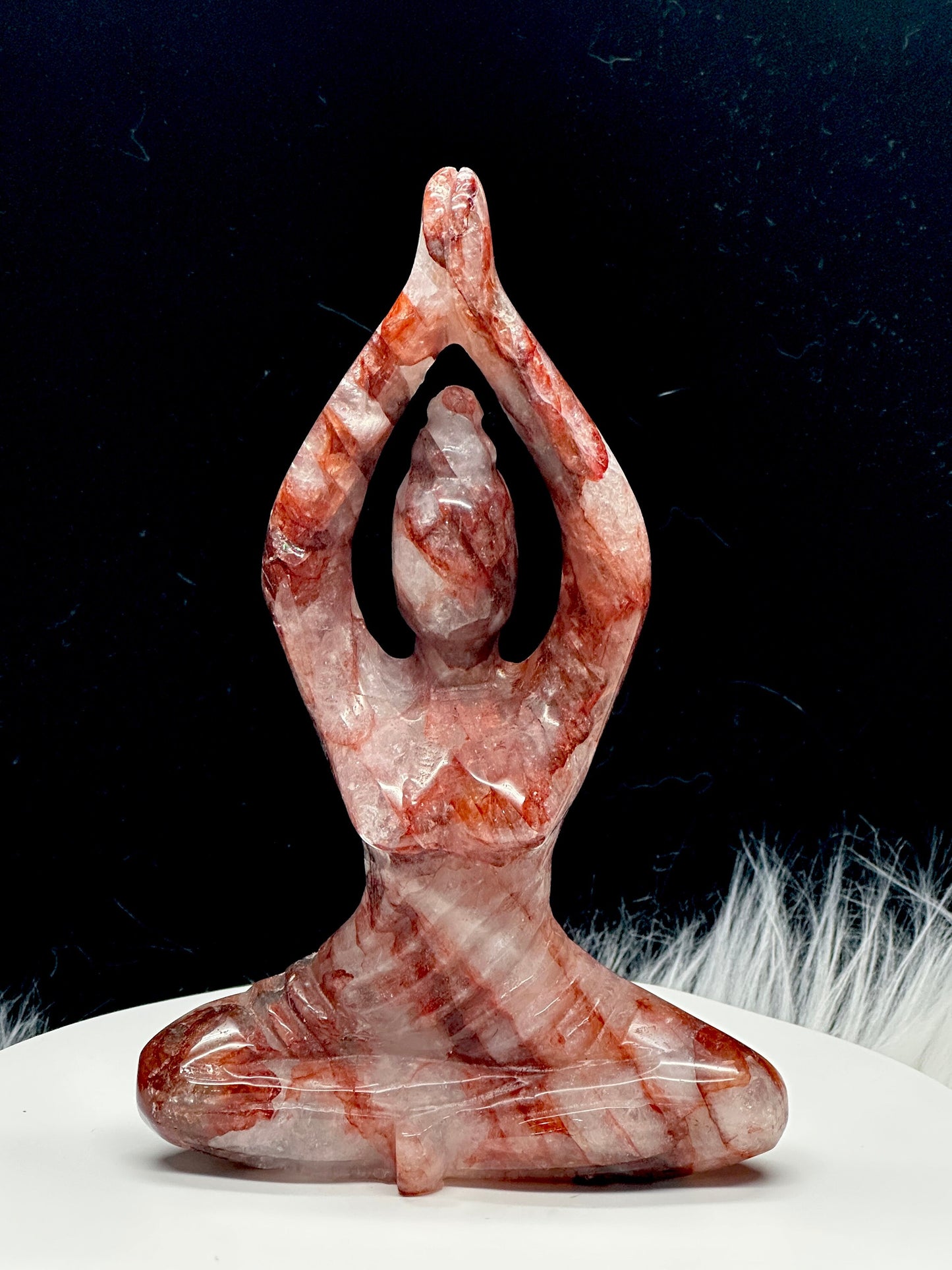 Large Fire Quartz Crystal Yoga Lady, Yoga Lady Figurine