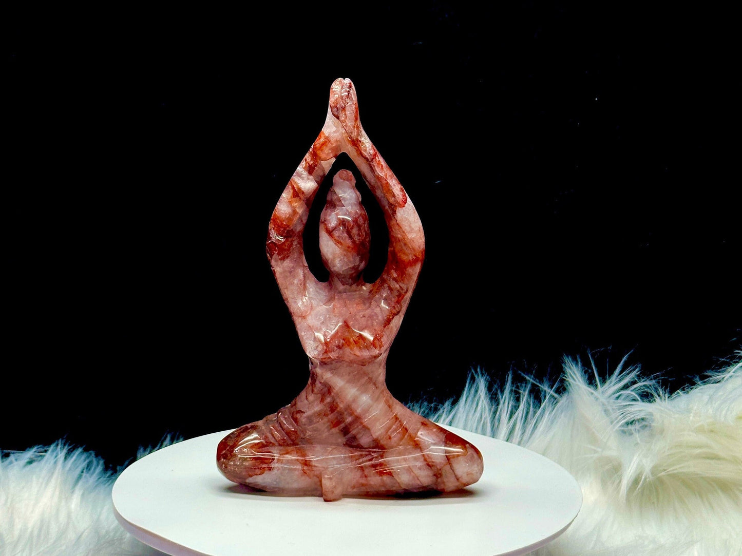 Large Fire Quartz Crystal Yoga Lady, Yoga Lady Figurine