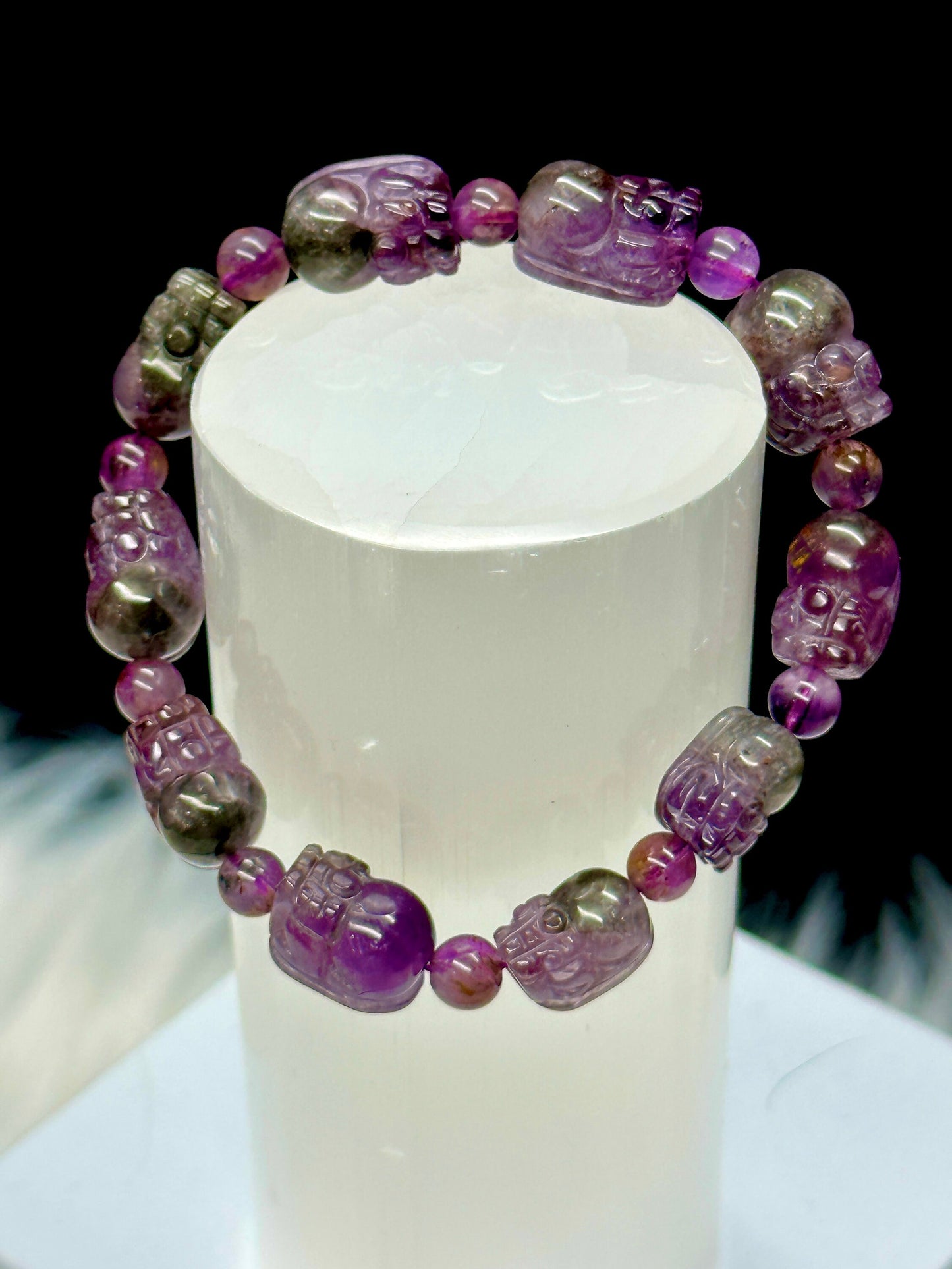 Rare Premium Grade Natural Auralite 23 Pixiu Bracelet, Fashion Crystal Jewelry Gift