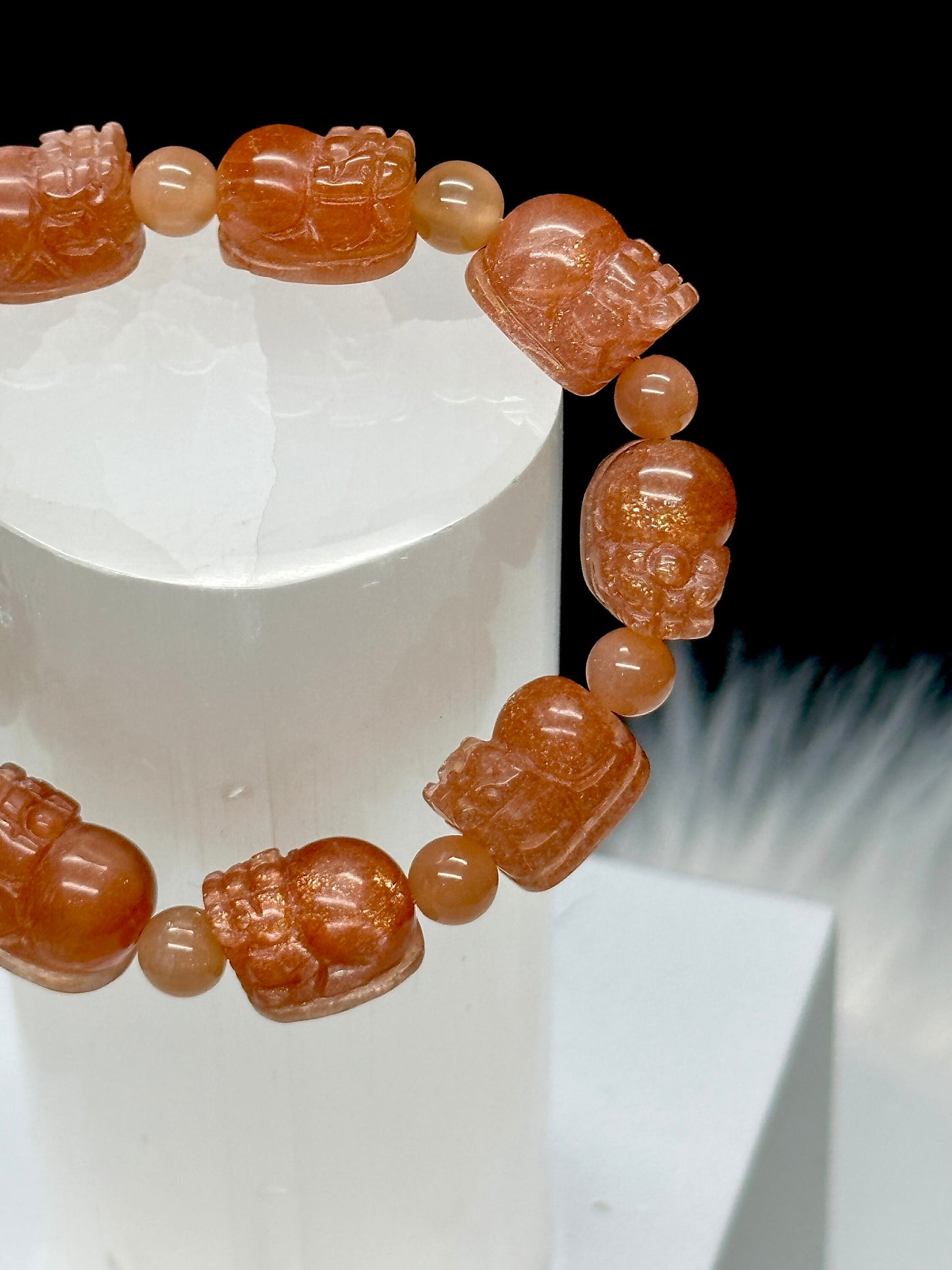 Premium Quality Sunstone Pixiu Carved Bracelet, crystal bracelet