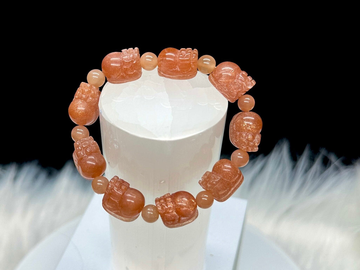 Premium Quality Sunstone Pixiu Carved Bracelet, crystal bracelet