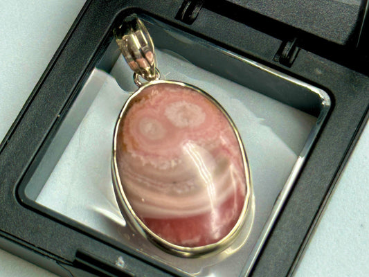 Beautiful Rhodochrosite Pendant Genuine Gemstone Pendant 925 Sterling Silver Pendant, Mother's Day Gift