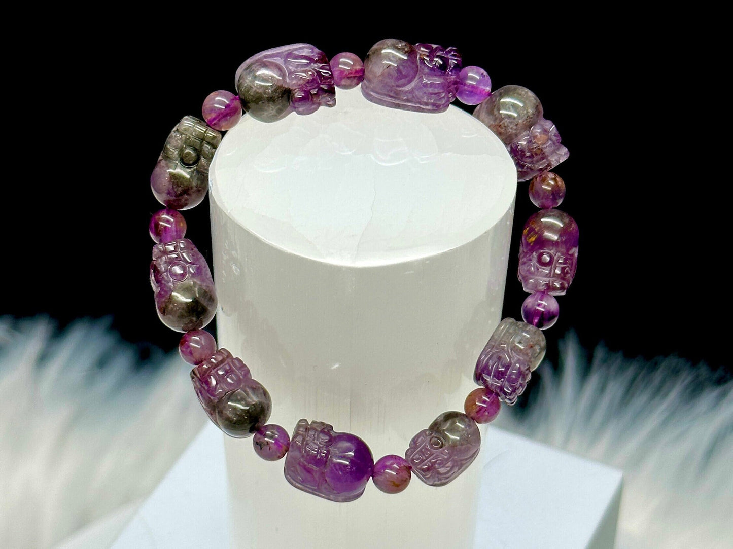 Rare Premium Grade Natural Auralite 23 Pixiu Bracelet, Fashion Crystal Jewelry Gift