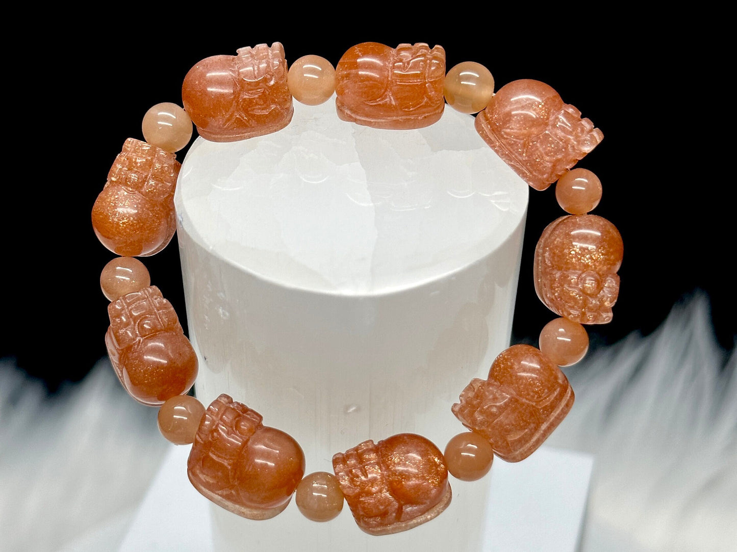 Premium Quality Sunstone Pixiu Carved Bracelet, crystal bracelet