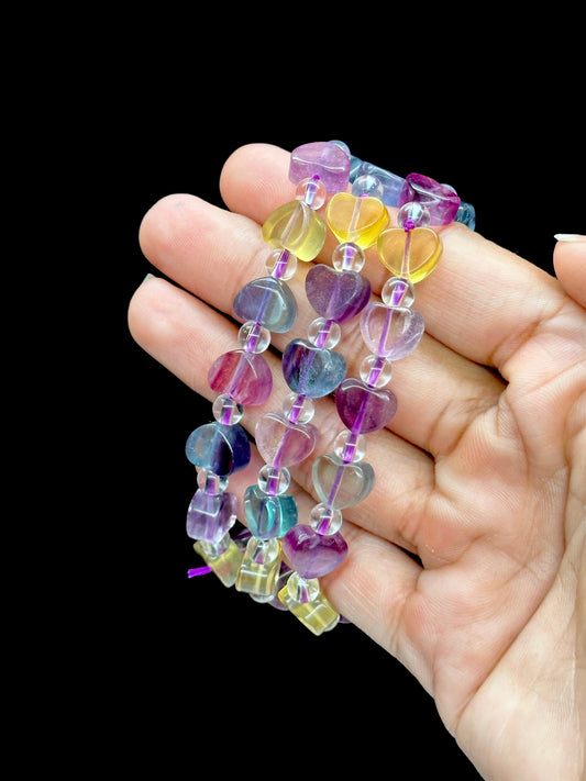 Fluorite Crystal Heart Shaped Bracelet