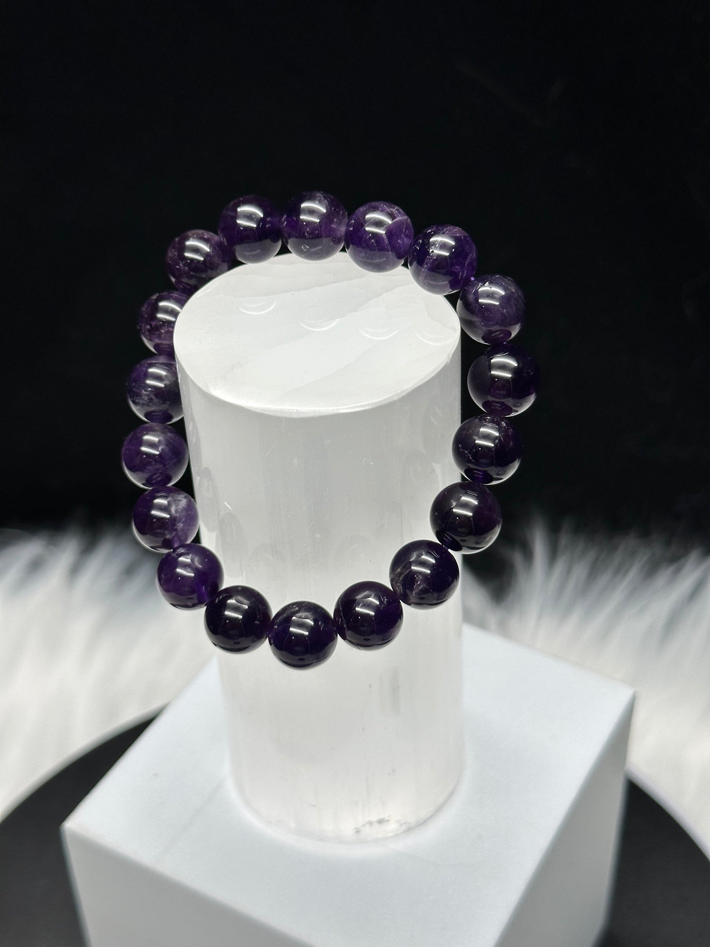 Amethyst Bracelet, Crystal Bracelet, 10mm bead size