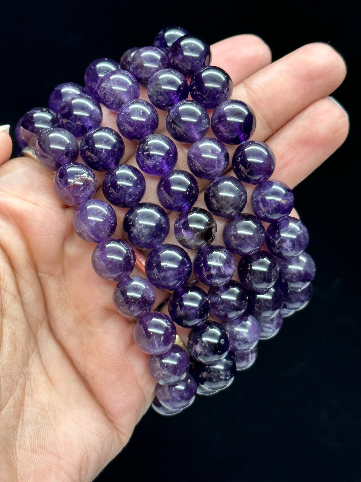 Amethyst Bracelet, Crystal Bracelet, 10mm bead size