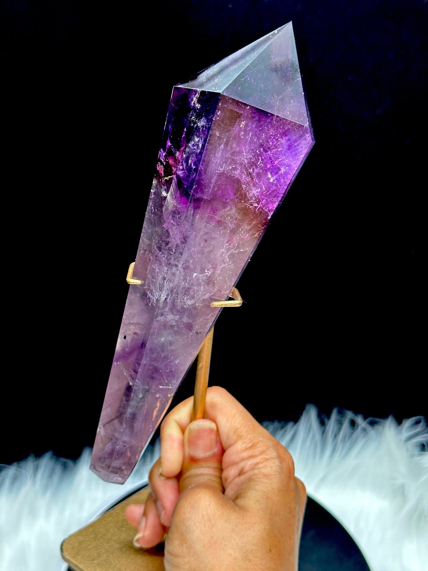 High Quality Ametrine Crystal wand on stand