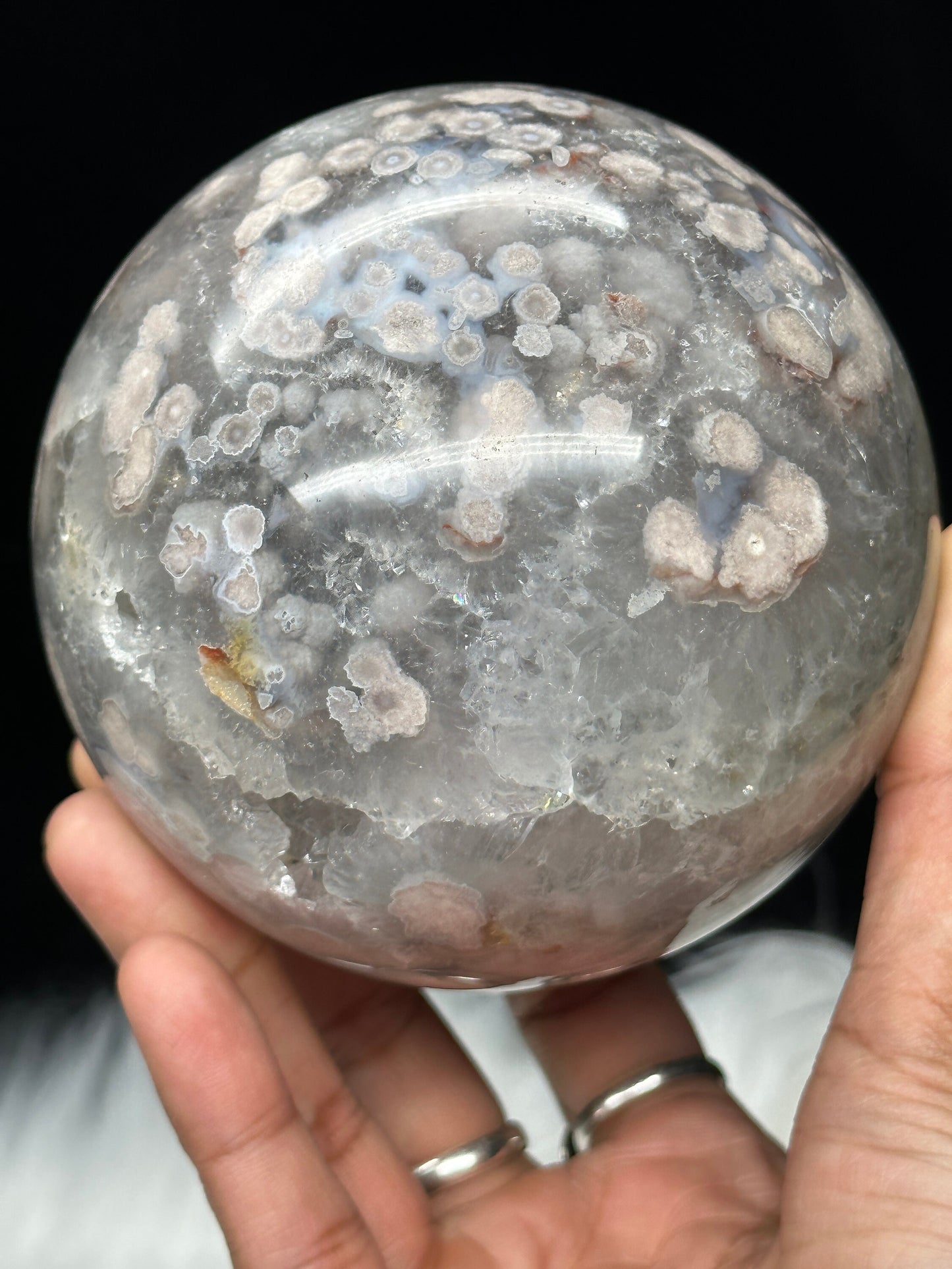 Huge Sparkly Green Quartz Flower Agate Crystal Sphere - 93mm