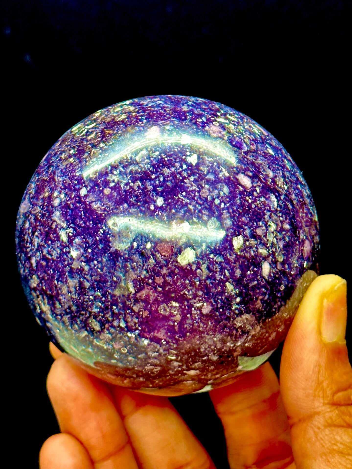 Big 70MM Stunning Natural Deep Purple Mica Lepidolite Sphere