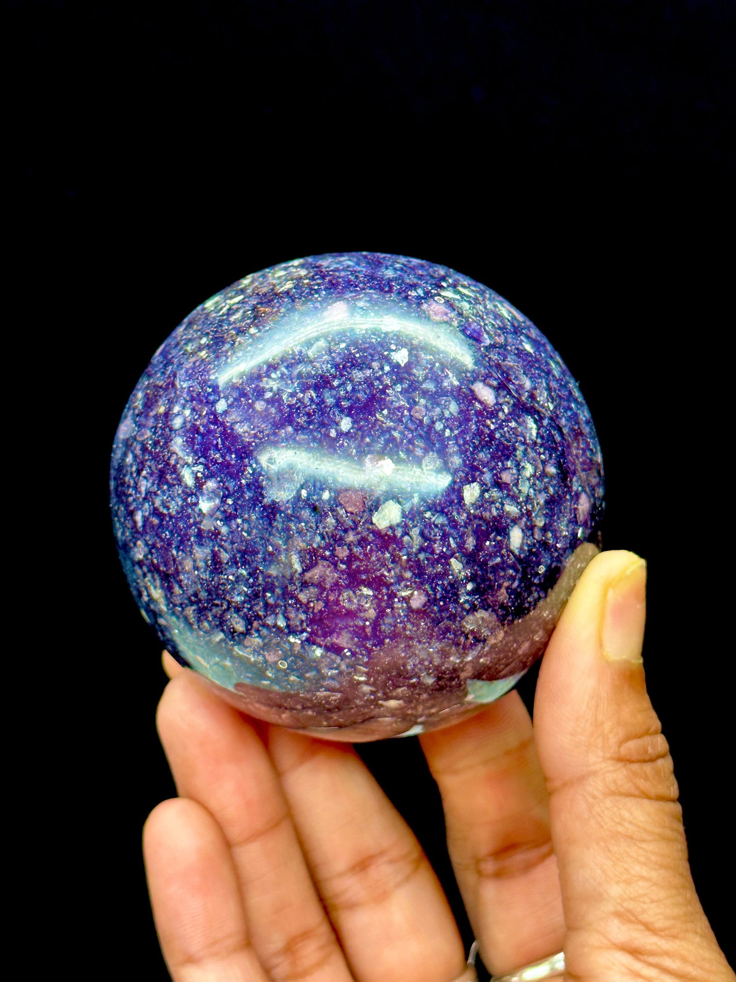 Big 70MM Stunning Natural Deep Purple Mica Lepidolite Sphere