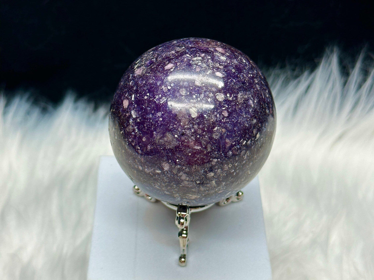 Big 70MM Stunning Natural Deep Purple Mica Lepidolite Sphere