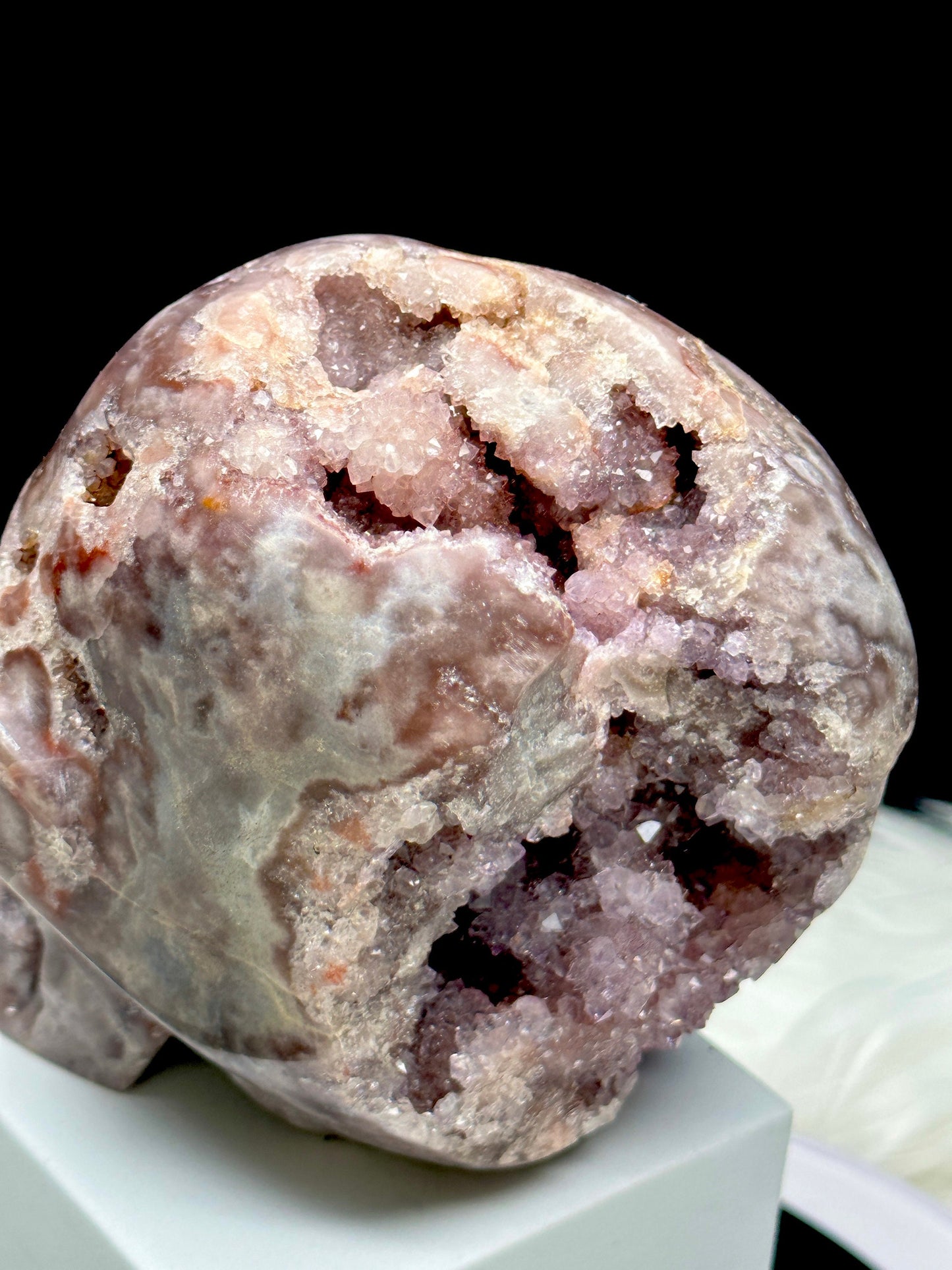 Extra Quality Sparkly large  Pink Amethyst Crystal Skull - 4 inches tall