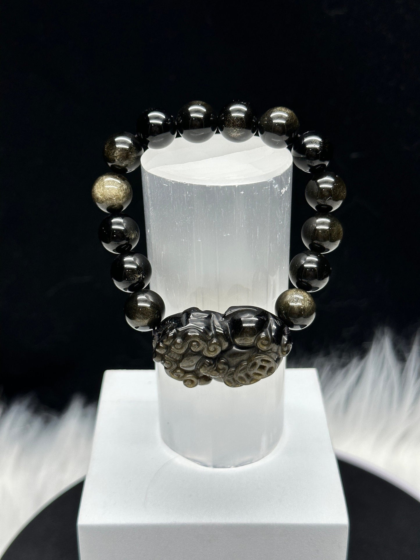 Golden sheen Obsidian Pixiu Bracelet , Crystal Bracelet