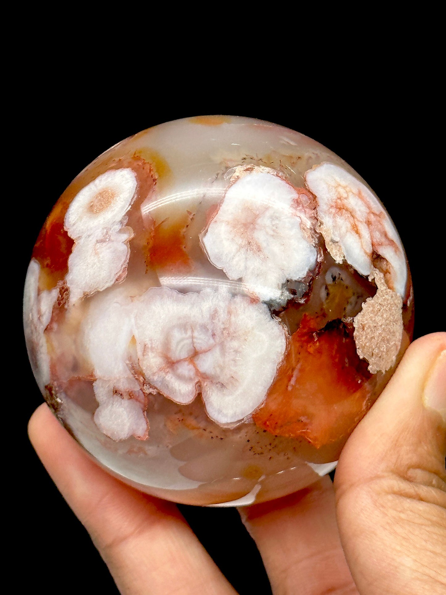 Carnelian Flower Agate Crystal Sphere