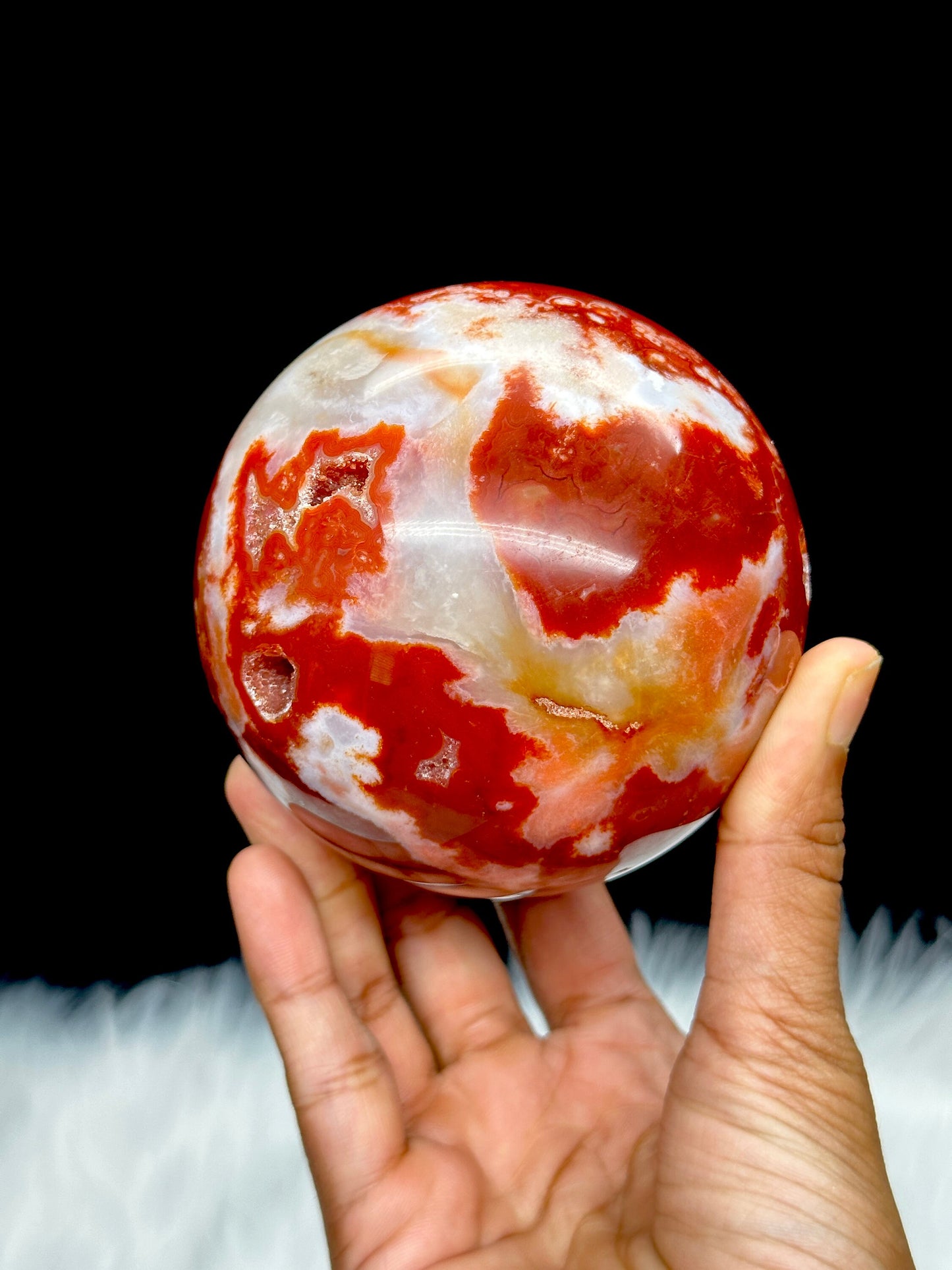 Large Druzy Carnelian Crystal Sphere - 1kg