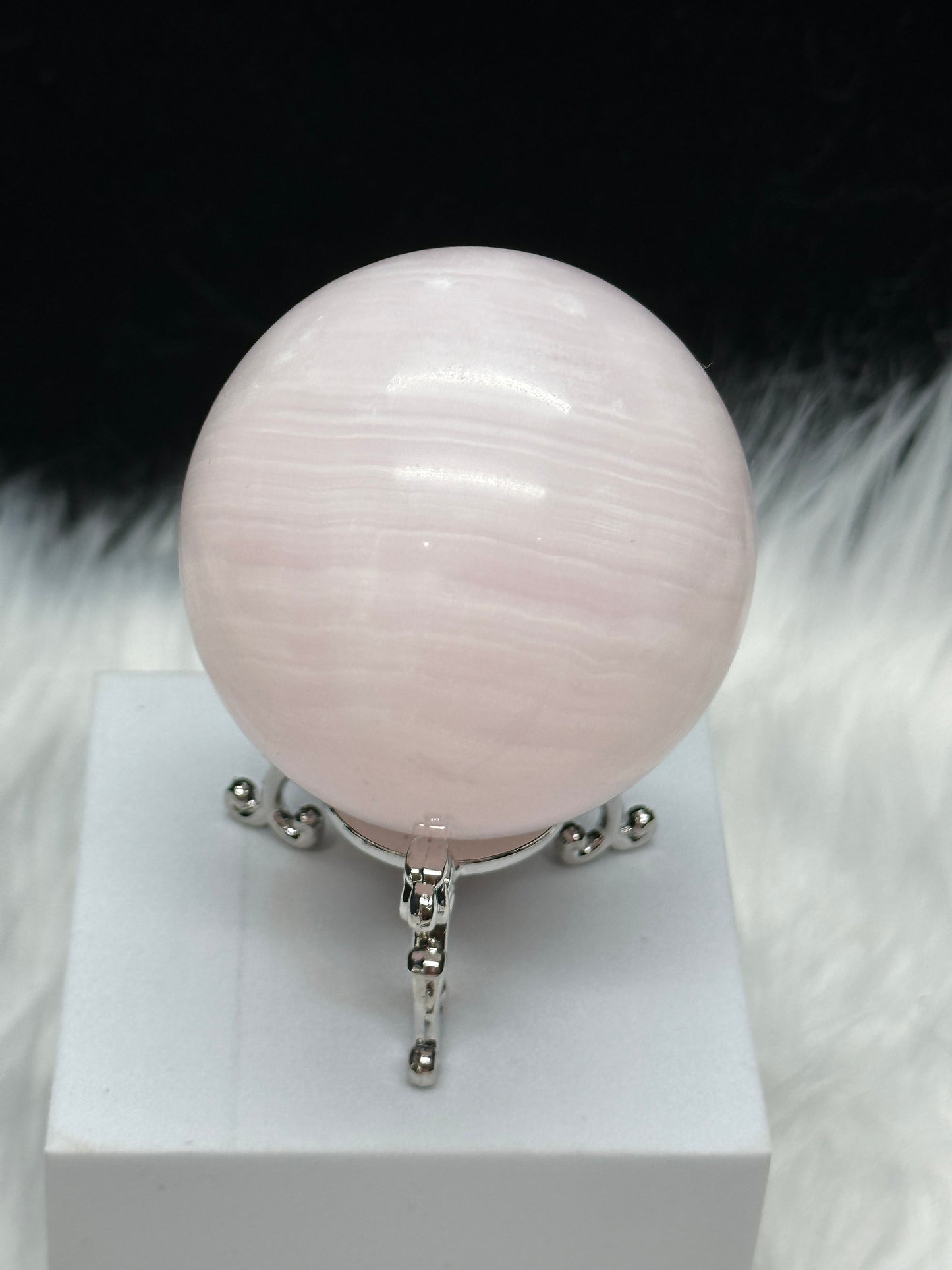 Beautiful Pink Mangano Calcite Banded Sphere GRADE AAA